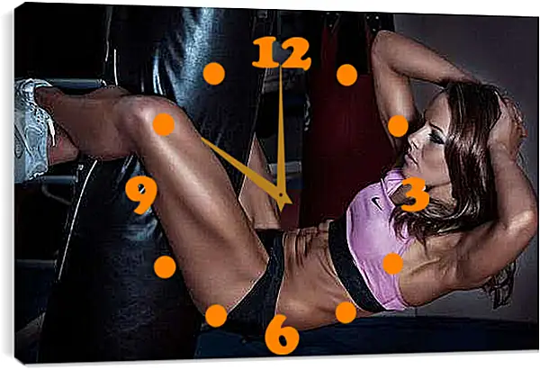 Часы картина - Девушка качает пресс