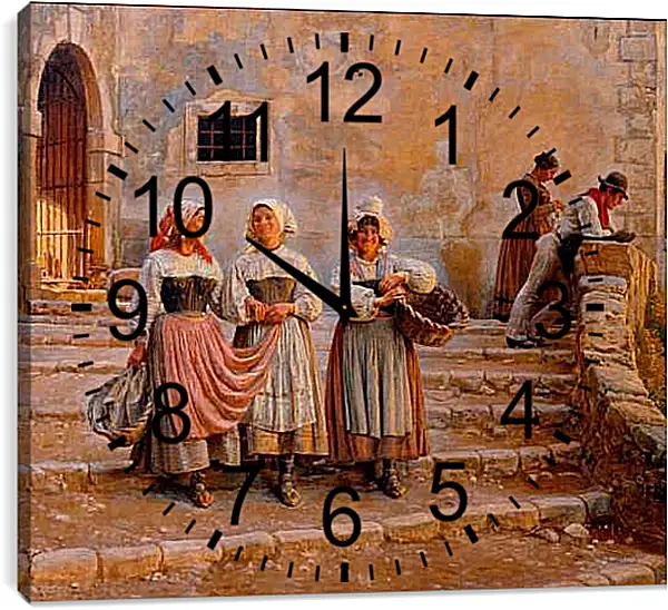 Часы картина - Young women transporting lime. Civiitá d' Antino. Педер Хенрик Кристиан Сартман