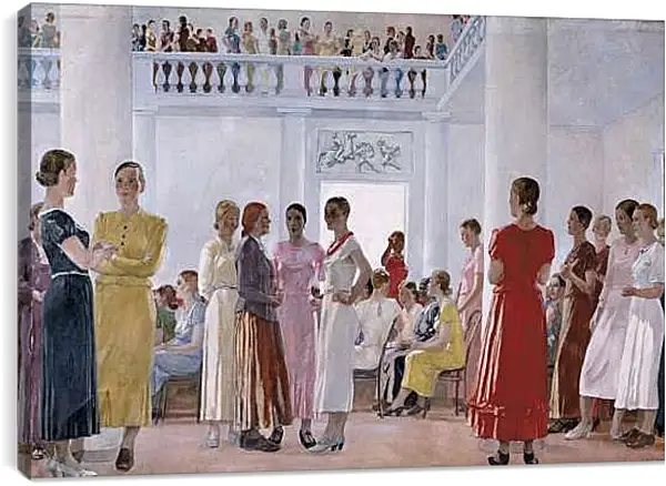 Постер на подрамнике - На женском собрании. Александр Дейнека