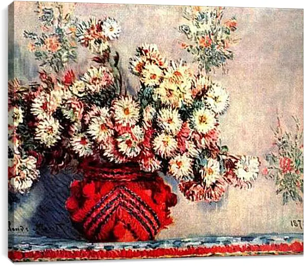 Постер на подрамнике - Still-Life with Chrysanthemums. Клод Моне