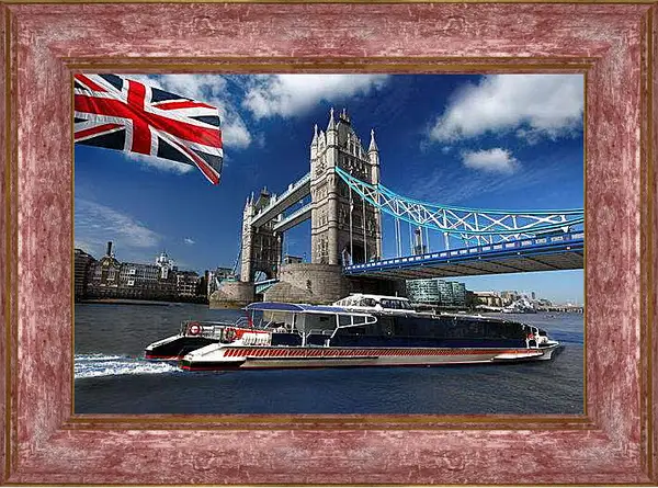 Картина в раме - Лондон. Флаг Британии.
