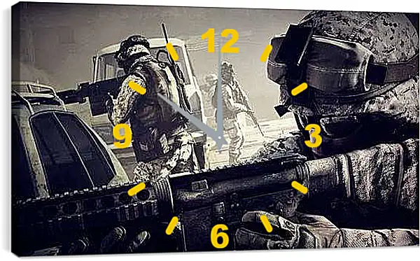 Часы картина - battlefield 3, soldiers, machine