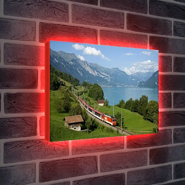 Лайтбокс световая панель - Поезд в горах