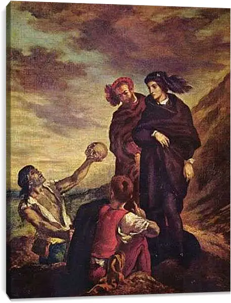 Постер на подрамнике - Hamlet und Horatio auf dem Friedhof. Эжен Делакруа