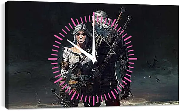 Часы картина - The Witcher 3: Wild Hunt (Ведьмак), Геральт и Цирилла (Ziarael)