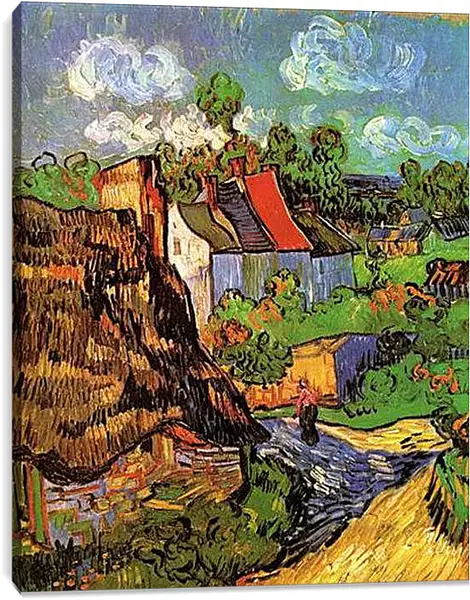 Постер на подрамнике - Houses in Auvers. Винсент Ван Гог