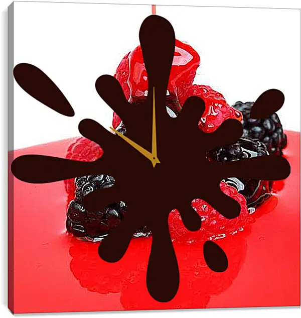 Часы картина - Малина и ежевика. Ягодное искушение.