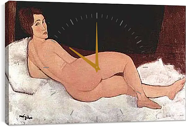 Часы картина - Reclining Nude. Лежащая обнаженная 1. Амедео Модильяни