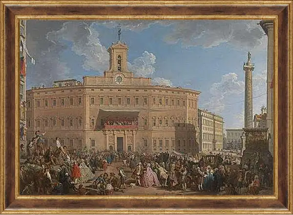 Картина в раме - The Lottery in Piazza di Montecitorio. Джованни Паоло Панини