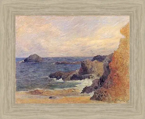 Картина в раме - Rochers au bord de la mer. Поль Гоген