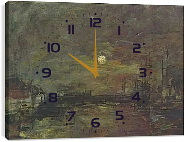 Часы картина - Abenddammerung uber dem Hafen von Le Havre. Эжен Буден