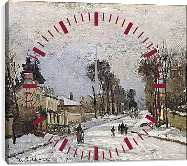 Часы картина - Дорога в Версаль в Лувесьенне. Камиль Писсарро