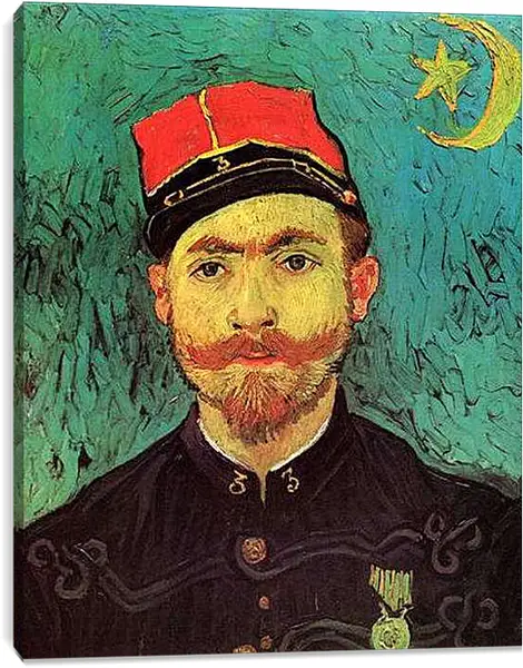 Постер на подрамнике - Portrait of Milliet, Second Lieutenant of the Zouaves. Винсент Ван Гог