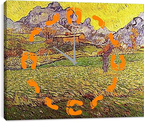 Часы картина - A Meadow in the Mountains Le Mas de Saint-Paul. Винсент Ван Гог
