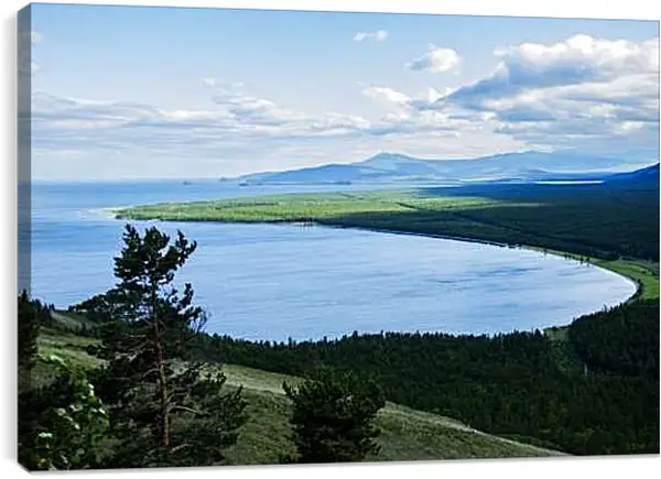 Постер на подрамнике - Вид на летнее озеро. Байкал