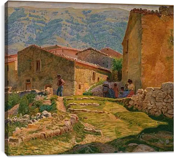 Постер на подрамнике - Solskinsformiddag i Civita d'Antino. Педер Хенрик Кристиан Сартман