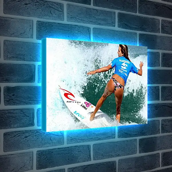 Лайтбокс световая панель - Мокрая серфингистка на доске