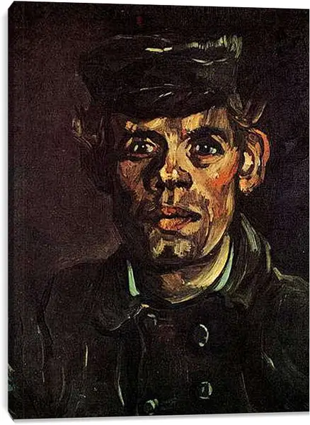 Постер на подрамнике - Head of a Young Peasant in a Peaked Cap. Винсент Ван Гог