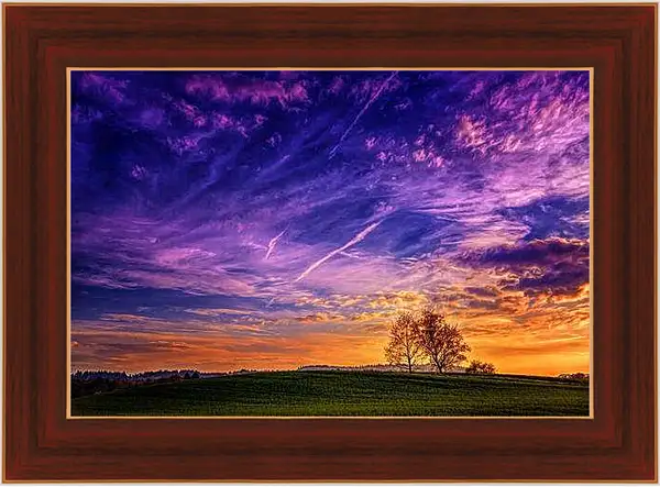 Картина в раме - Фиолетовый закат
