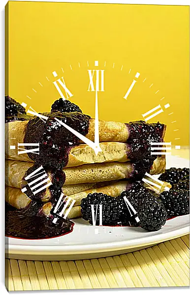 Часы картина - Блинчики и ежевика