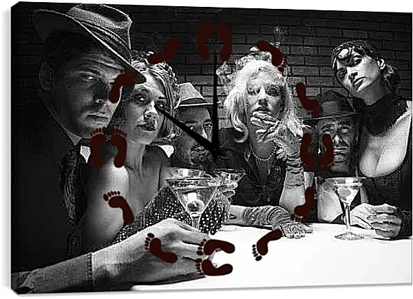 Часы картина - Компания в баре