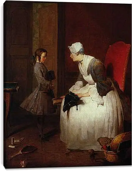 Постер на подрамнике - The governess. Жан Батист Симеон Шарден