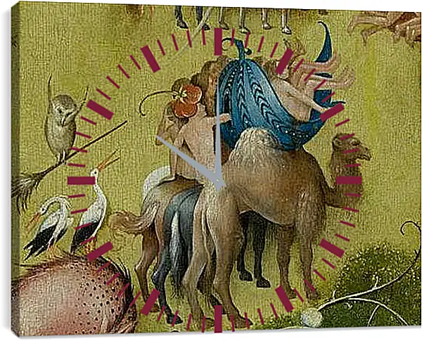 Часы картина - Camel and people in a leaf. Иероним Босх