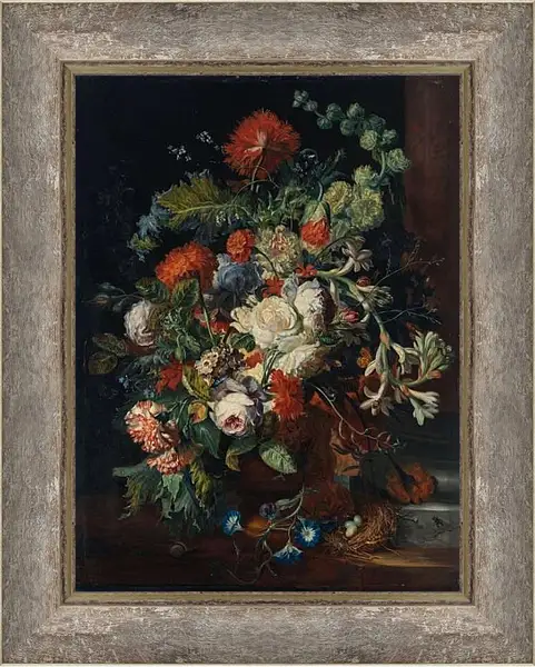 Картина в раме - Букет цветов у колонны. Ян ван Хёйсум