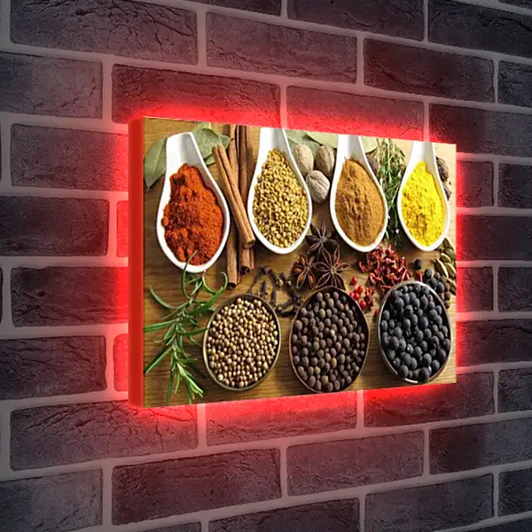Лайтбокс световая панель - Приправы и пряности на столе. Ароматы кухни.