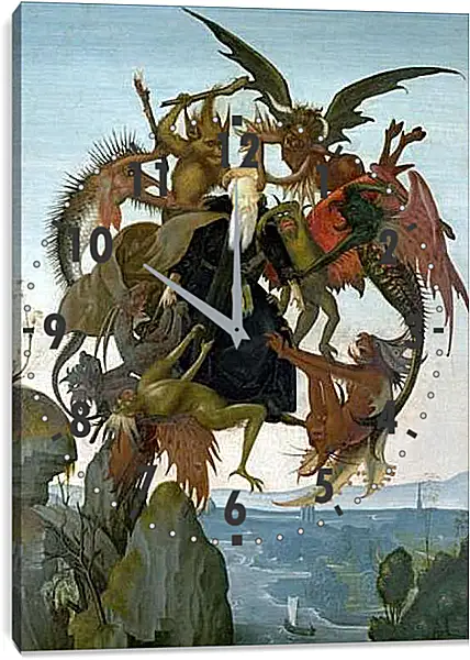 Часы картина - Мучения святого Антония. Микеланджело Буонарроти