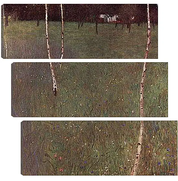 Модульная картина - Bauernhaus mit Birken (Junge Birken). Густав Климт