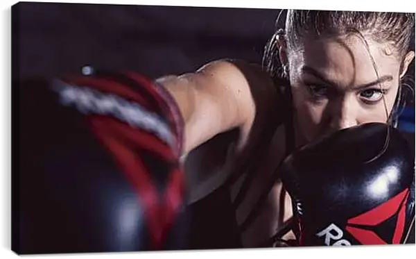 Постер на подрамнике - Бокс. Девушка в перчатках