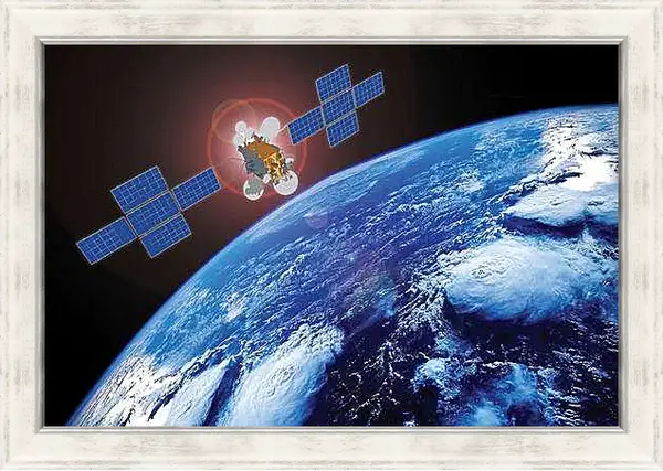 Картина в раме - Земля и спутник