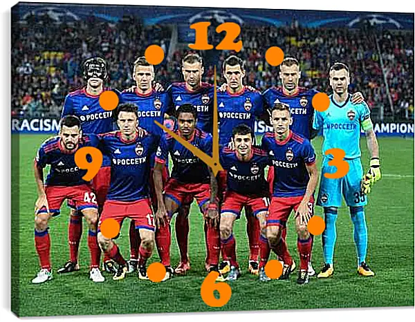 Часы картина - Фото перед матчем. ФК ЦСКА Москва. FC CSKA Moscow