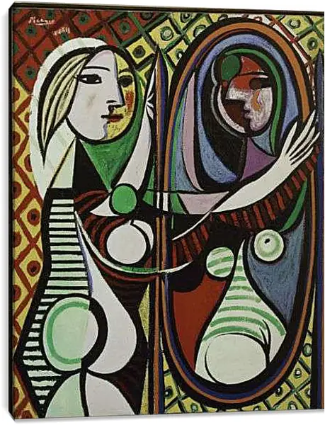 Постер на подрамнике - Девушка перед зеркалом. Пабло Пикассо