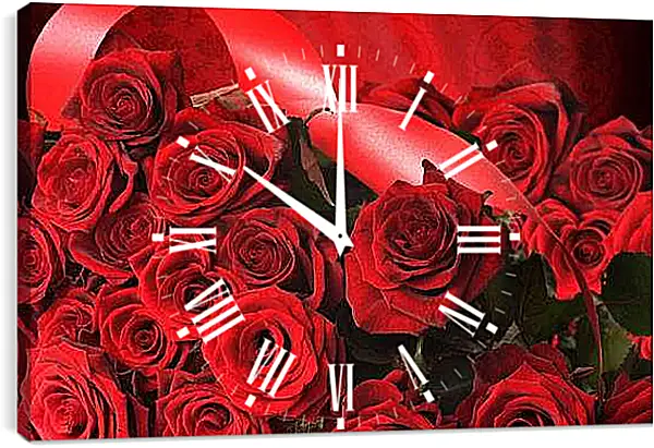 Часы картина - Красные розы