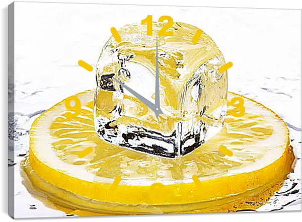 Часы картина - Кубик льда на лимоне