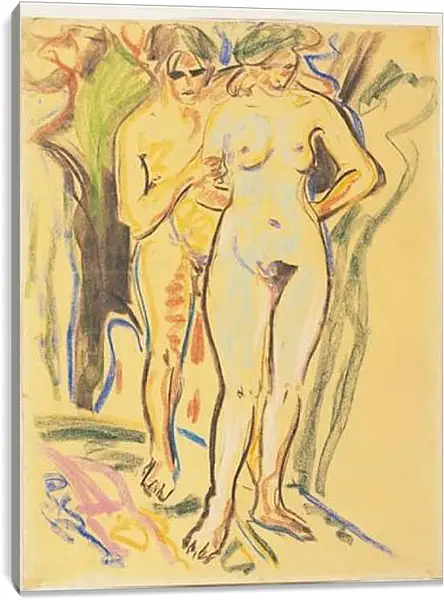 Постер на подрамнике - Two Nudes in a Landscape. Эрнст Людвиг Кирхнер