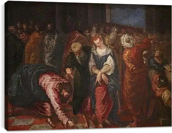 Постер на подрамнике - Christ and the Adulterous Woman. Эль Греко