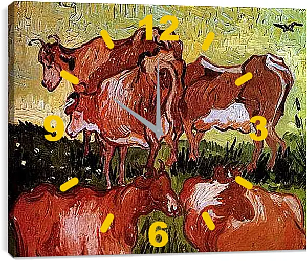 Часы картина - Cows after Jordaens. Винсент Ван Гог