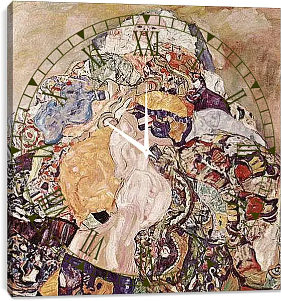 Часы картина - Baby (Wiege). Густав Климт