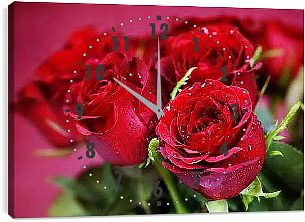 Часы картина - Красные розы