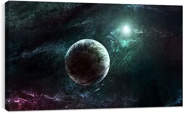 Постер на подрамнике - Планета в космической туманности