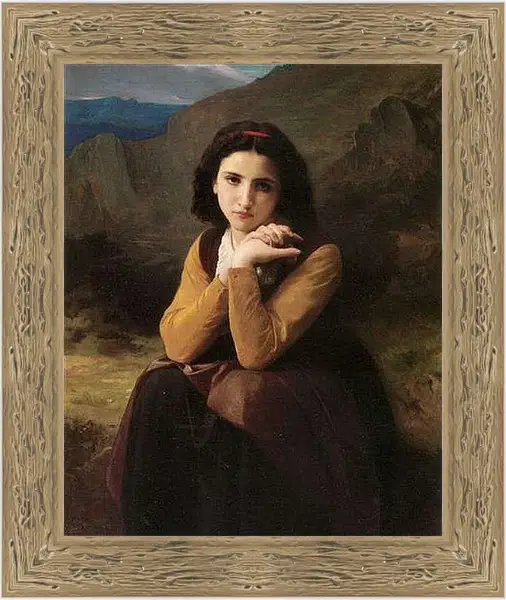 Картина в раме - Mignon. Задумчивая красавица. Адольф Вильям Бугро