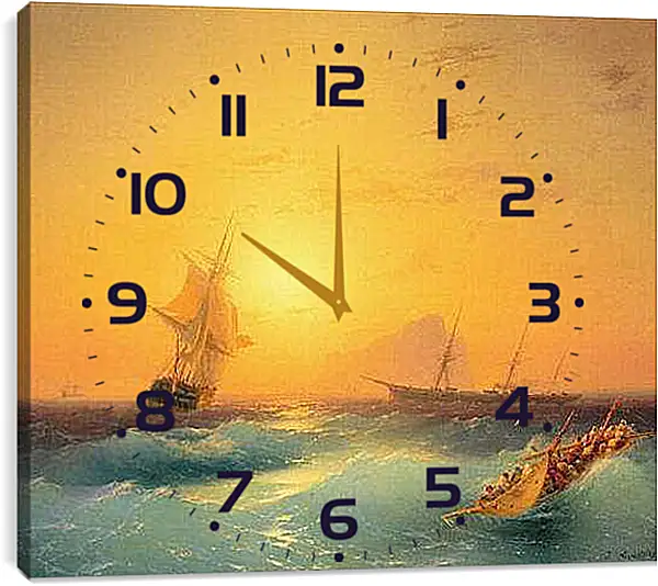 Часы картина - American Shipping off the Rock of Gibraltar. Иван Айвазовский