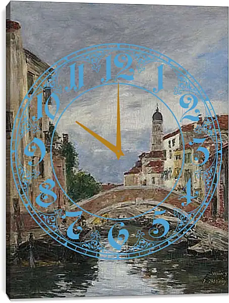 Часы картина - Small Channel in Venice, 1895. Эжен Буден