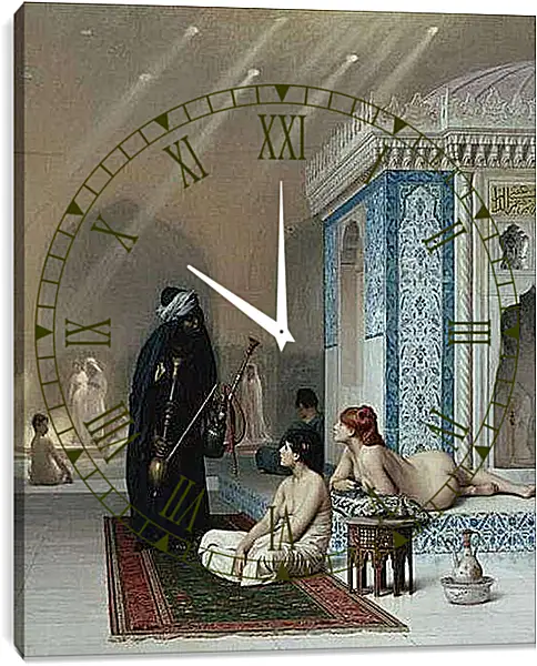 Часы картина - Pool in a Harem. Жан-Леон Жером