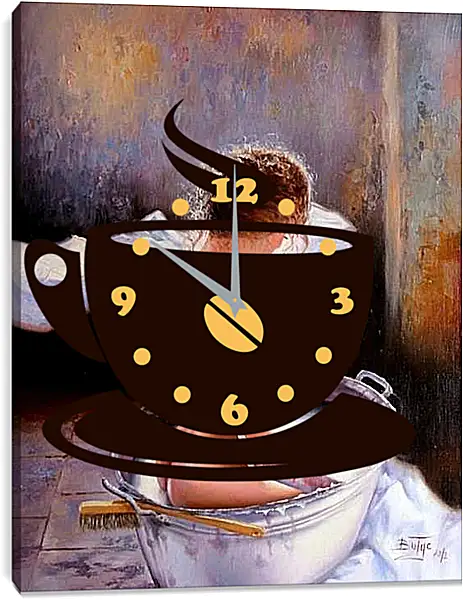 Часы картина - Водные процедуры. Эротика