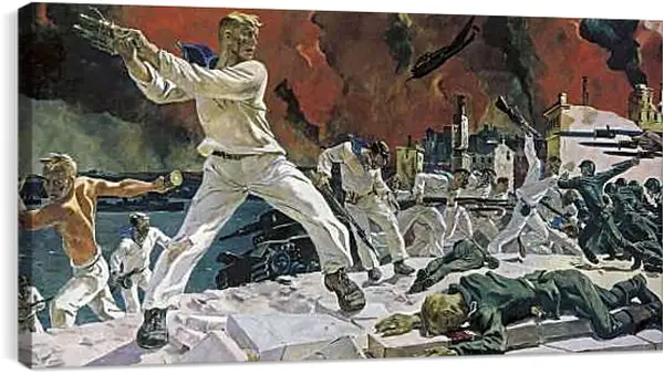 Постер на подрамнике - Оборона Севастополя. Александр Дейнека