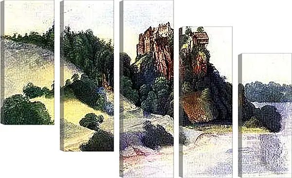 Модульная картина - Castle Segonzano in Cembra-Tal. Вид на замок с реки. Альбрехт Дюрер
